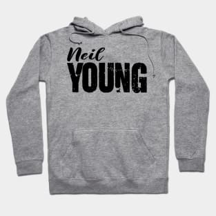 neil young - Black text Hoodie